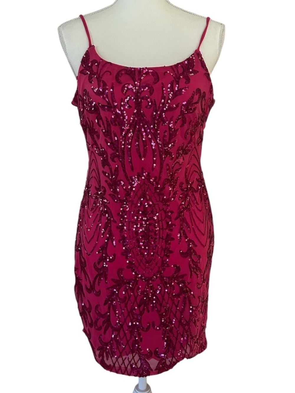 Crystal Sky Magenta Sequined Mini Dress